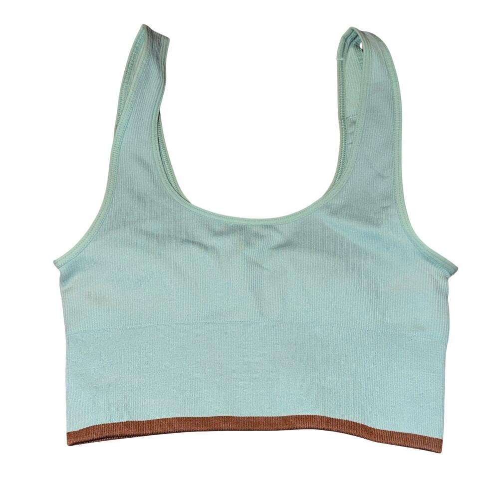 Outdoor Voices SeamlessRib Longline Sports Bra Womens Sz S Mint Green Low Impact